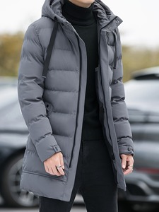 Giacca invernale da <span class=keywords><strong>uomo</strong></span> di mezza lunghezza giacca lunga antivento <span class=keywords><strong>impermeabile</strong></span>, giacca Casual alla moda, spessa e calda, tinta unita - Product Image 5