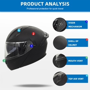 Dot Chất lượng cao tùy chỉnh bảo vệ an toàn thoải mái ống kính ABS động cơ chu kỳ màu đen Modular lật lên xe máy Mũ bảo hiểm - Product Image 3
