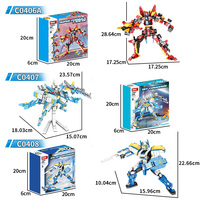 Set Blok Bangunan Woma Mech, Mainan Robot Transformer untuk Mech Warrior, Rakitan Gabungan Deformasi (C0406/C0407/C0408)