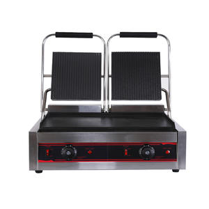 Gril à <span class=keywords><strong>pain</strong></span> Panini électrique commercial Gril à Panini électrique à économie d'énergie Double demi-rainuré et demi-<span class=keywords><strong>plat</strong></span> - Product Image 1