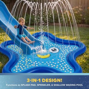Aspersor con Forma de Estrella de Mar de 60 Pulgadas, 3 en 1, para Niños Pequeños, Juegos Acuáticos de Verano en el Patio Trasero - Product Image 6