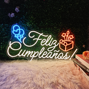 Feliz CumpleanosThere Hell Here Enseigne au néon pour décoration murale Art mural au néon Acrylique LED Lumières avec chaîne suspendue Décoration de chambre - Product Image 3