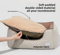 Vente en gros OEM ODM, housse amovible lavable personnalisée, coussin antidérapant en peluche douce, rectangle, toutes saisons, style canapé, lit pour chien, chat, animal de compagnie