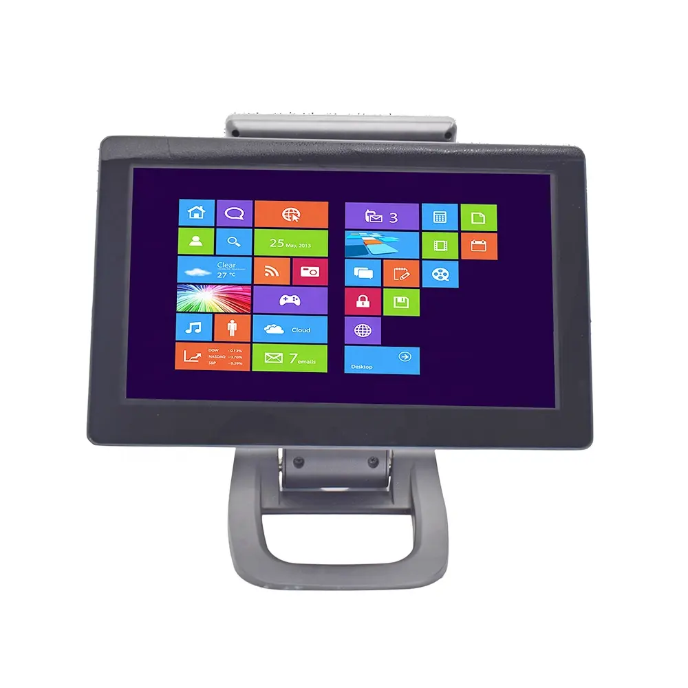 Aluminum Alloy Metal Shell Windows 4+128G 15.6 Inch Touch Screen Pos Machine With Customer Display