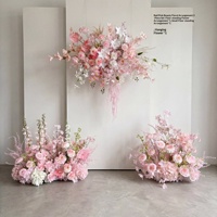 Guirlande de fleurs en soie rose finies, arrangements floraux artificiels, style chinois nouveau et crémeux, décoration intérieure pour événements et mariages
