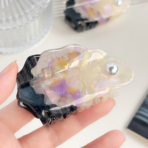 Nouveauté <span class=keywords><strong>pince</strong></span> à cheveux en acétate huîtres perle 7.4cm accessoires en poils d'animaux pour femmes - Product Image 6