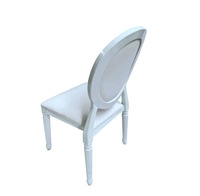 Chaise de Banquet en résine Pop Louis, château blanc, dos transparent blanc, chaises de salle à manger Diva avec cadre blanc, coussins en cuir blanc