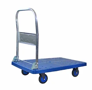 Chariot de manutention industriel silencieux pliable en plastique bleu 650*1100mm pour entrepôt, 4 roues, plateforme, capacité 500kg, garantie <span class=keywords><strong>3</strong></span> ans - Product Image 1