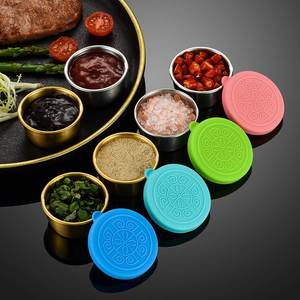 Factory Price 50ml Stainless Steel <b>Sauce</b> Cup Rounded with Cover for Leak-proof Salad Ketchup Bento Saucer - Product Image 4