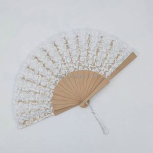 Abanico de encaje con diseño de rosa, abanicos de boda no plegables, artesanía artística, decoración del hogar, accesorios de fotografía, abanico de mano para baile - Product Image 2