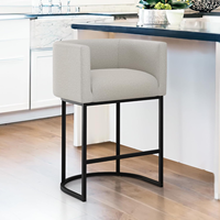 Chaise de bar moderne en tissu de lin avec cadre métallique, fauteuil d'appoint pour comptoir, îlot de cuisine, bureau à domicile, hôtel, restaurant