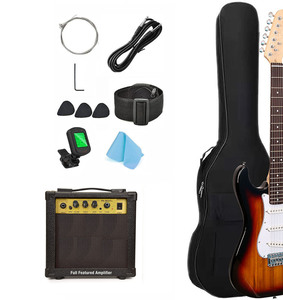 กีตาร์ไฟฟ้าไม้แท้รับรองมาตรฐาน ST FCC พร้อมแอมป์ 10 วัตต์ ชุดอุปกรณ์ครบชุด เหมาะสำหรับผู้เริ่มต้น ผิวเคลือบเงา พร้อมจูนเนอร์และกระเป๋า - Product Image 2