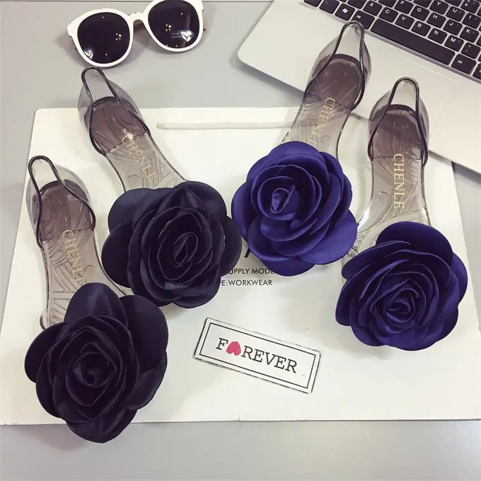 Sepatu Sandal Jelly Selop Wanita Desain Bunga Kualitas Baik dengan Minimal Pesanan