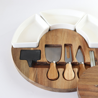 Plateau à fromage pliable en bois avec couteau, plateau de service rotatif pour charcuterie, plateau pour fromage, viande, vin - Décoration d'intérieur