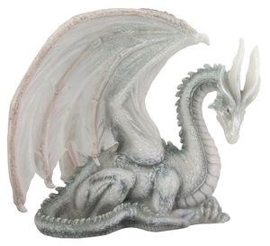 Estatua de dragón blanco de resina hecha a mano, decoración fresca para el hogar - Product Image 1