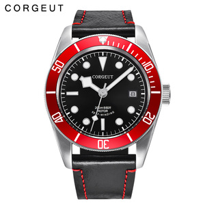 Montre-bracelet analogique Corgeut 41 mm en saphir étanche pour homme, mécanique automatique avec bracelet en cuir de 22 mm, résistante à l'eau - Product Image 2