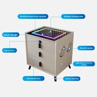 Table de chevet moderne intelligente à six touches Chargement sans fil Armoire de rangement multifonctionnelle pour chambre à coucher