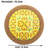 Sous-verre et set de table en céramique et liège, motif mandala en relief, brillant, isolant thermique, anti-brûlure, écologique et résistant aux chocs