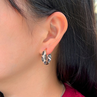 Boucles d'oreilles créoles rétro européennes et américaines en zircon cubique pavé 18 carats plaqué or Serpentine imprimé léopard pour femmes fête