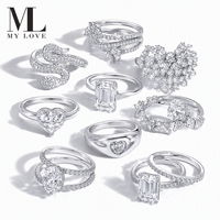 Mylove Maßgefertigte Feine 925 Sterling Silber 18K Vergoldete Smaragdgrüne Edelstein CZ Diamant Solitär-Ringe Kollektion Großhandel