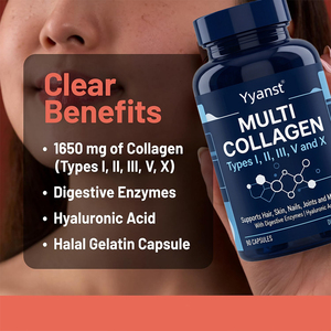 Cápsulas de Colágeno Múltiple OEM Tipos I, II, III, V y X con Ácido Hialurónico y Enzimas Digestivas, 90 Unidades - Product Image 5