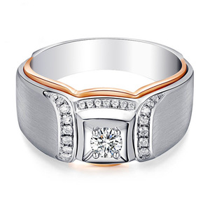 Anello da donna con zirconi intarsiati bicolore, design semplice e generoso, per matrimonio, uso quotidiano, impilabile, gioiello da dito abbinabile a tutto, idea regalo - Product Image 1
