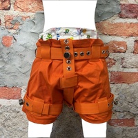 Orange abschließbare Shorts mit D-Ring – ABDL Windelüberhose für Erwachsene Rollenspiel, abschließbare Windelhose