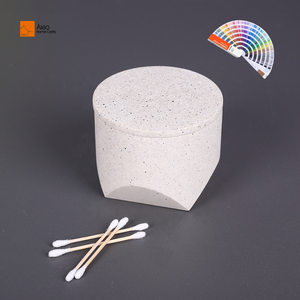 Caja de Algodón de Poliresina Ecológica de Lujo a Precio de Fábrica, con Partículas Pequeñas de Terrazo, Tapa Fácil de Limpiar, para Hisopos de Maquillaje, Coleteros, Sales de Baño - Product Image 4