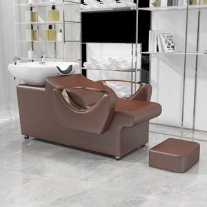 Sillón de Lavado de Cabello Moderno para Salón de Belleza, Unidad de Lavado con Respaldo Ajustable en Cuero PU para Estudio de Belleza - Product Image 4