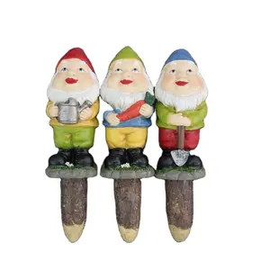 Hand painted Wholesale Garden Gnome Stake, watering can & Shovel