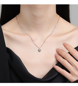 Kalung Liontin Perak <span class=keywords><strong>Sterling</strong></span> 925 Perhiasan Kalung Hati Bintang Zirkon Berlapis Emas Set Anting Tusuk untuk Wanita - Product Image 6