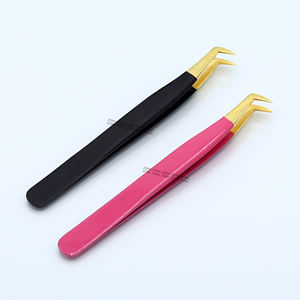 Pinzas de extensión de pestañas de volumen de grado profesional OEM Punta fina de acero inoxidable para extensiones de pestañas - Product Image 1