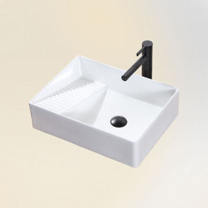 Évier utilitaire en céramique pour buanderie, à poser au-dessus de la machine à laver, avec planche à laver - Product Image 1