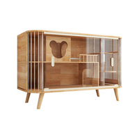 Maison pour chat en bois massif de luxe |   Meuble TV double niveau moderne et haut pour intérieur, avec espace partagé pour animaux et humains, et maison pour chat intégrée