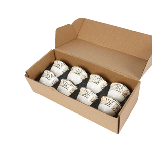 Ensemble de 8 tasses à thé en céramique style Moyen-Orient Turquie, tasses à thé noir - Product Image 1