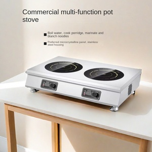 Commercial 2-<b>Burner</b> Induction Cooker 3000W*3 Stainless Steel Waterproof Countertop Touch Control Timer Energy Efficiency Class - Product Image 1