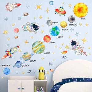 Autocollant mural pour chambre d'enfant, système solaire, fusée spatiale, dessin animé, pour la décoration de la maison - Product Image 5