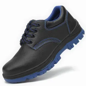 Sapatos de trabalho pretos para homens sola antiderrapante à prova de punção EN Padrão Microfibra Couro Aço Toe workmans Safety Shoes