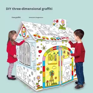 مجموعة ألعاب رسم تفاعلية ثلاثية الأبعاد للأطفال، ألعاب تجميع إبداعية، لغز منزل ورقي للتفاعل بين الوالدين والطفل - Product Image 1