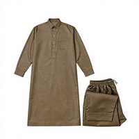 Thobe Muslim Pinstripe Elegan Kerah Tegak MTQ-021