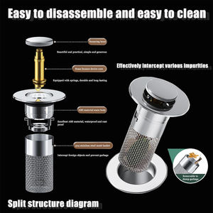 Acier inoxydable Argent Pop Up Égouttoir Salle De Bains <span class=keywords><strong>Évier</strong></span> Bouchon Attrape Cheveux Lavabo Lavabo Bouchon Vidange - Product Image 5