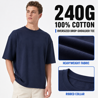 T-shirt en coton décontracté unisexe grande taille, coupe ample, couleur unie, confortable, manches courtes, style vintage, 240 g/m², OEM ODM
