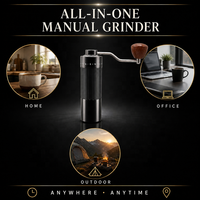 Moulin à café manuel tout-en-un pour la vente en gros, à meules 6 étoiles, réglage externe, cuve à poudre 30g, compatible OEM ODM, logo personnalisé