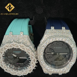 Iced out vvs D moissanite-bust xuống Kim Cương đồng hồ với gai bezel trường hợp cho nam giới 925 Bạc đồ trang sức sang trọng nhà sản xuất - Product Image 2