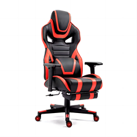 Chaise de course pour ordinateurs domestiques de luxe Chaise pivotante E-Sports avec repose-pieds confortable Support lombaire solide en cuir durable