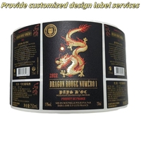 Étiquettes de vin et de bière autocollantes durables avec motif de logo personnalisé, feuille d'or en relief, autocollants haut de gamme pour bouteilles de vin
