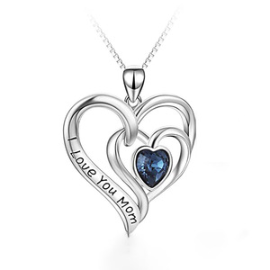Collana con ciondolo a doppio cuore inciso per mamma, gioiello alla moda con catena a clavicola, regalo per donna - Product Image 3