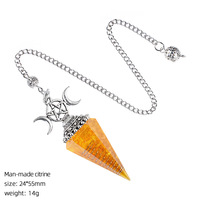 Pendentif Conique Orgone en Résine avec Graviers d'Améthyste Naturelle, Pendentif Hexagonal et Copeaux de Cristal de Quartz Rose pour la Guérison