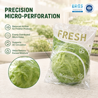 Food Grade Thick Double Layer BOPP Anti-Fog Shrink Bag with Self Adhesive Custom Logo Option for Vegetable and Sushi Packaging