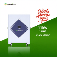 ASGOFT Stock UE Station d'alimentation tout-en-un avec onduleur solaire 11KW, batterie LiFePO4 15kWh 51.2V 304Ah, pack de batteries lithium-ion
